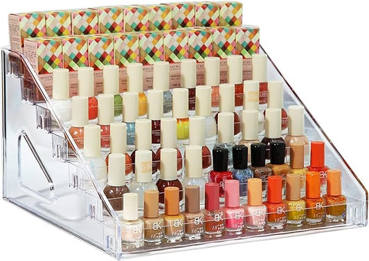 Nail Polish Organizer 84 Bottles of 7 Layers Sunglass Organizer Acrylic Display Rack Eyeglasses Storage Essential Oils Holder Makeup Organizer No Tool Needed Assembly, Clear-NeatNest