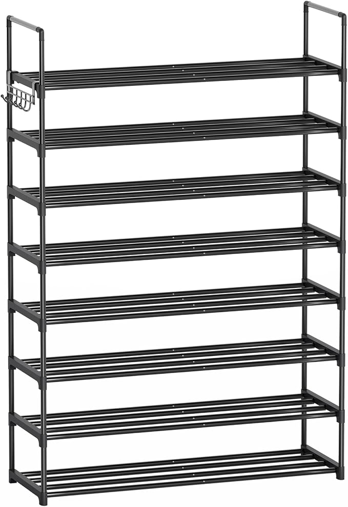 Shoe Rack, 8 Tier Tall Shoe Rack for Entryway, Shoe Orhanizer for Closet, Adjustable Shelf Height Metal Shoe Shelf, Shoe Stand for Front Door Entrance, Closet & Entryway-NeatNest