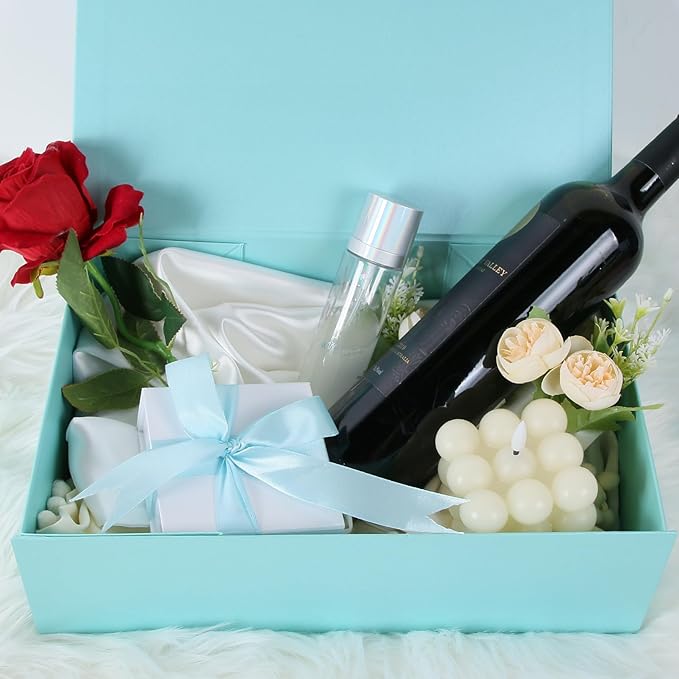 Aimyoo Blue Magnetic Gift Boxes with Lids 13.8x9x4.3 in, Large Bridesmaid Groomsman Proposal Box, Rectangle Collapsible Box for Present Graduation Birthday Storage 5 Pack-NeatNest