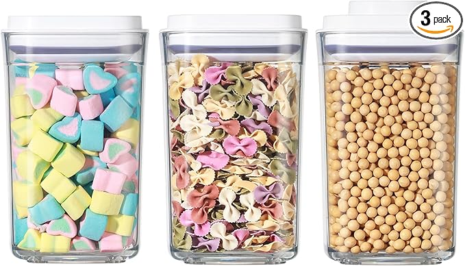 Food Airtight Containers storage with Lids 3 Pack One Button Open/POP UP/Kitchen Storage Organization for Coffee Tea Brown Sugar Cereals 950ml x 3