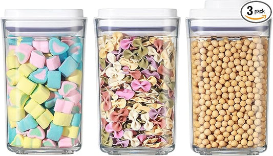 Food Airtight Containers storage with Lids 3 Pack One Button Open/POP UP/Kitchen Storage Organization for Coffee Tea Brown Sugar Cereals 950ml x 3