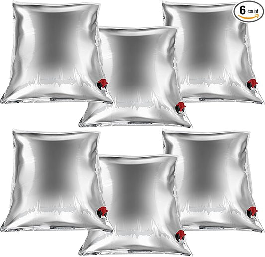 Frienda 6 Pcs 32 Gallon Camping Water Containers 5.3 Gallon/ 20l Water Storage Bladders Collapsible Portable Emergency Bags with Spigot Aluminized for Outdoor Hiking Fishing