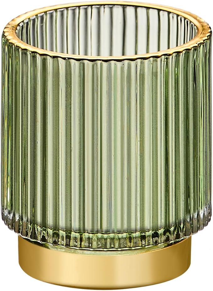 Makeup Brush Organizer, Toothbrush Holder, Desk Pen Pencil Holder, Multifunctional Vintage Glass Brush Cup (S/Green/A3-11-US)-NeatNest