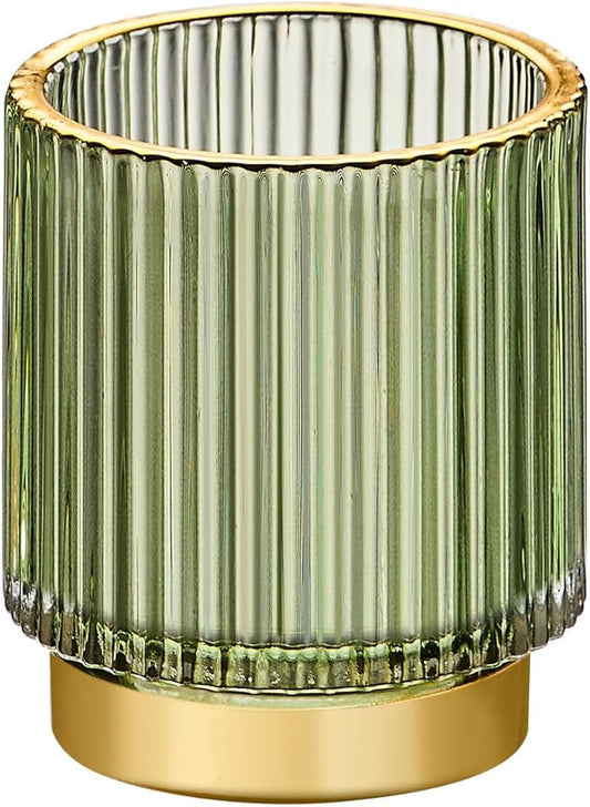 Makeup Brush Organizer, Toothbrush Holder, Desk Pen Pencil Holder, Multifunctional Vintage Glass Brush Cup (S/Green/A3-11-US)-NeatNest