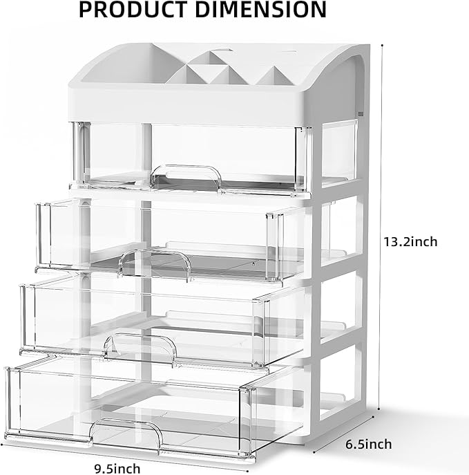 Desk Organizer with 4 Drawer Storage, Desktop Drawers Organizer for Office/School Supplies, Plastic Stationary Makeup Organizer, Desk Storage Box Organizer for Office, School, Bathroom-NeatNest