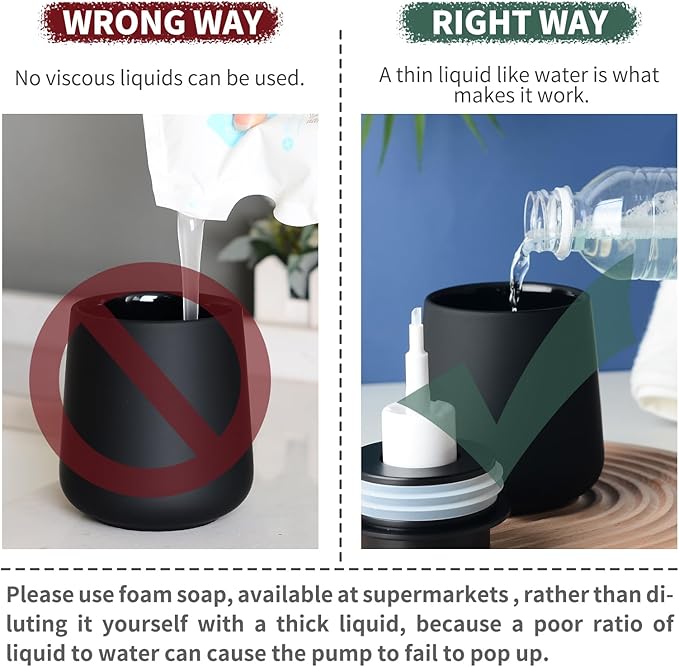 BosilunLife Foam Hand Soap Dispenser - 12 oz Bathroom Lotion Hand Pump Dispenser Black Foaming Hand Soap Dispenser Ceramic Dish Liquid Dispenser for Kitchen Hand Wash Dispenser (Rubber Paint)-NeatNest