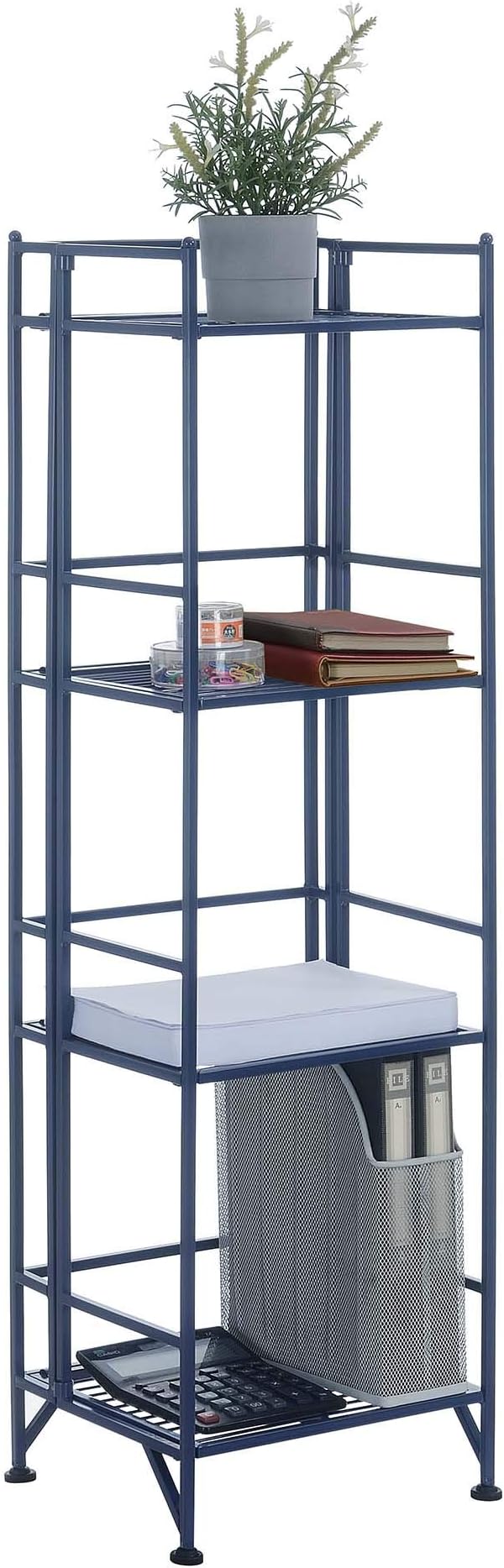 Convenience Concepts Xtra Storage 4-Tier Folding Metal Shelf, Cobalt Blue-NeatNest