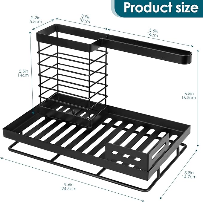 Sinnsally Sponge Holder for Kitchen Sink Caddy,Sink Organizer Rack with Dish Brush Holder & Drain Tray,Rustproof 304 Stainless Soap Dispenser Storage for Kitchen Organization Accessories & Decorations-NeatNest