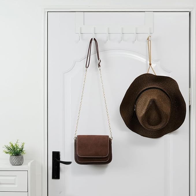 WEBI Over The Door Hook for Hanging Door Hanger:Over The Door Towel Rack,Door Coat Hanger Over The Door Coat Rack for Towels,Clothes,Behind Back of Bathroom,White,2 Packs