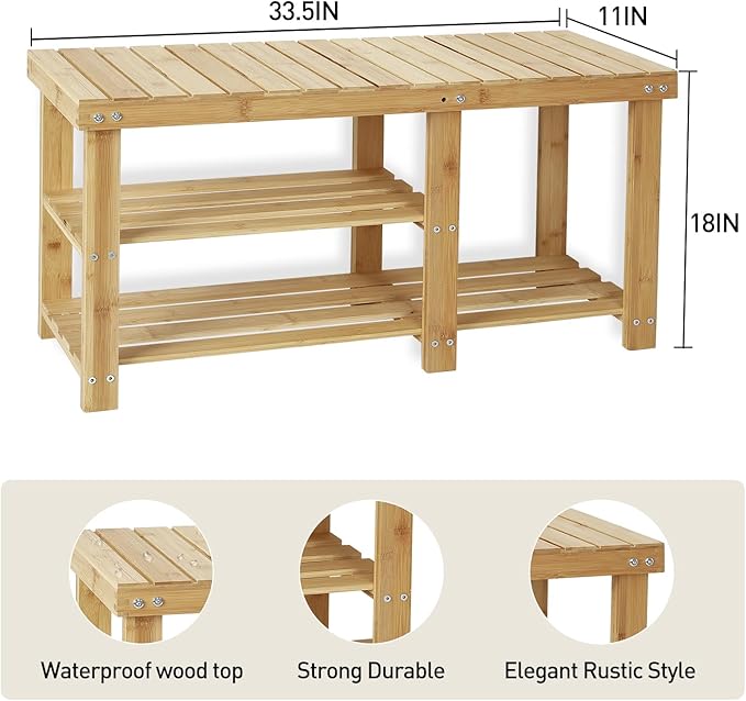 Shoe Rack Bench, 3 Tier Sturdy Shoe Bench, Storage Shoe Organizer, Holds up to 350lbs for Entryway Organizer Bedroom Living Bathroom Room Balcony.