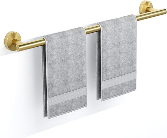 Brushed Gold Towel Bar, 18 Inch Towel Racks for Bathroom Wall Mounted, SUS304 Stainless Steel Bathroom Towel Holder, Total Length 20.4 Inch Towel Bars