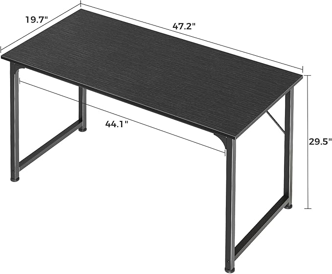 Huuger 48 Inch Office & Gaming Desk with Storage, Modern Simple Design, Large Legroom, Black Metal Frame-NeatNest