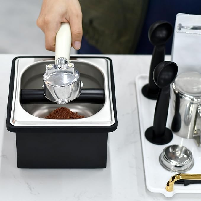 Espresso Knock Box, Stainless Steel Coffee Knock Box Large Capacity Coffee Pucks Container Espresso Machine Tool for Coffee Ground (Small)-NeatNest