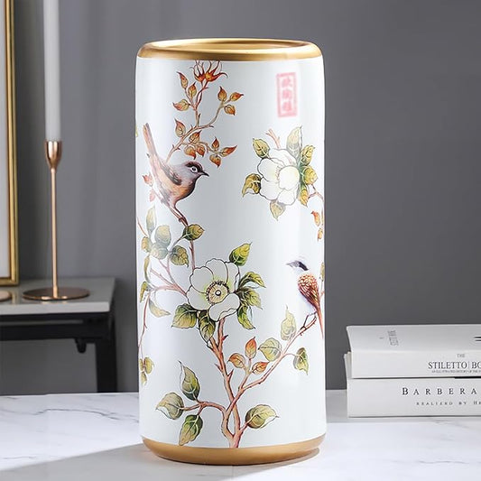 Ceramic Umbrella Stand Living Room Floor-Standing Freestanding Cane Chinese Umbrella Stand Multifunctional Painted Porcelain Vintage Ceramics Flower Vases for Home Office Entrance Indoor(C)-NeatNest