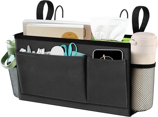 BlissTotes Bedside Caddy, Bedside Storage Organizer for Bunk Bed Accessories, Dorm Storage for Bedside Shelf and Bunk Bed Shelf, Bed Caddy for Home, Dorm, Bunk (Dark Gray, 1 Pack)-NeatNest