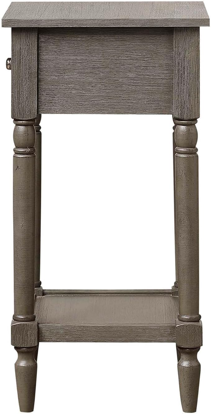 Convenience Concepts French Country Khloe 1 Drawer Accent End Table 14" - Traditional Farmhouse Side Table with Storage Drawer and Shelf for Living Room, Wirebrush Dark Gray-NeatNest