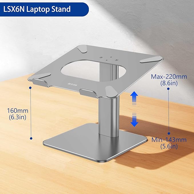 BESIGN LSX6N Laptop Stand, Ergonomic Adjustable Notebook Stand, Riser Holder Computer Stand Compatible with Air, Pro, Dell, HP, Lenovo More 10-15.6" Laptops, Gray-NeatNest