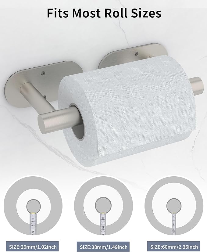 Brushed Grey Toilet Paper Holder Self Adhesive or Wall Mounted, SUS304 Stainless Steel Rustproof Adhesive Toilet Roll Holder no Drilling for Bathroom, Kitchen, Washroom (1 Pack, Brushed)-NeatNest