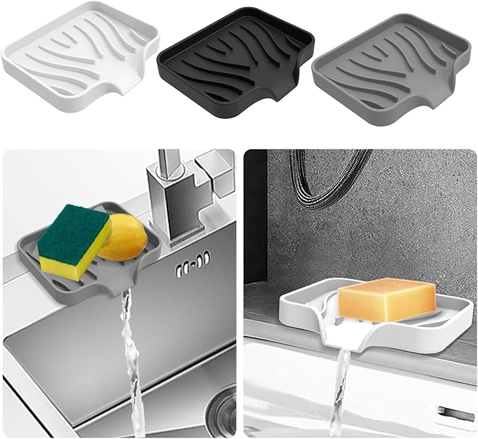 3 Pack Bar Soap Holder, Soap Dish for Shower, Easy to Clean, Soft Silicone Soap Holder, Self Draining Waterfall Soap Holder/Tray/Saver for Bathroom, Kitchen, Bathtub, Keep Soap Dry, Extend Soap Life-NeatNest