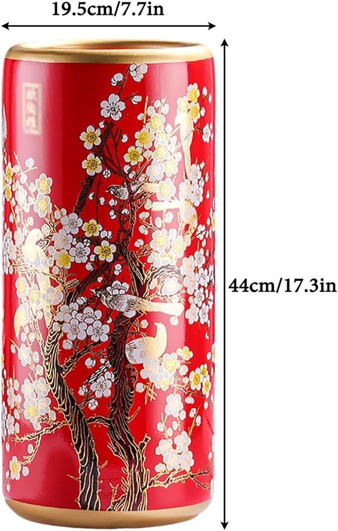Ceramic Umbrella Stand Living Room Floor-Standing Freestanding Cane Chinese Umbrella Stand Multifunctional Painted Porcelain Vintage Ceramics Flower Vases for Home Office Entrance Indoor(E)-NeatNest