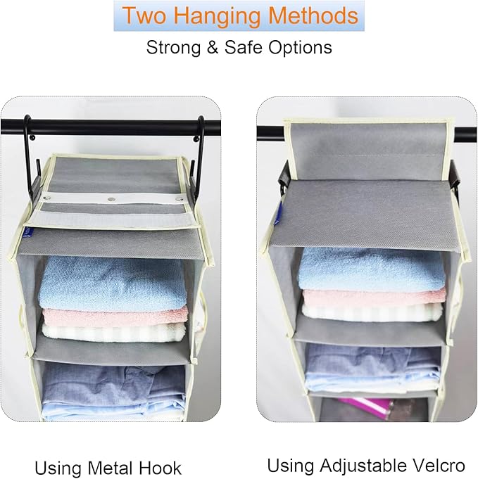 2 Pack Large-Sized Hanging Shoe Organizer 8-Shelf, Hanging Closet Organizer with 8 Side Pockets, Wider Hanging Shelves for Storage Shoes Clothes 9" W × 11.8" D× 48" H, Grey.-NeatNest
