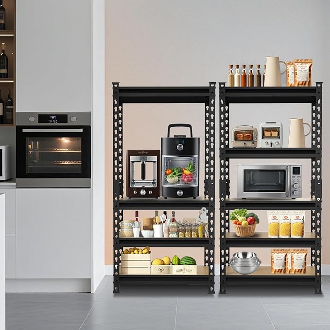 BIG RED Storage Shelving Unit, 5-Tier Adjustable, Heavy Duty Metal Garage Shelves/Utility Rack for Kitchen, Pantry, Basement, Bathroom, Laundry - 2,000 lbs Capacity, Black, 59" H x 28" W x 12" D-NeatNest