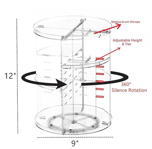 Clear Rotating Makeup Organizer for Vanity,Adjustable Skincare Organizer Countertop,Cosmetic Display Cases for Beauty,Skin Care,Spinning Makeup Stand,Make up Storage Organizer and Perfume organizer-NeatNest