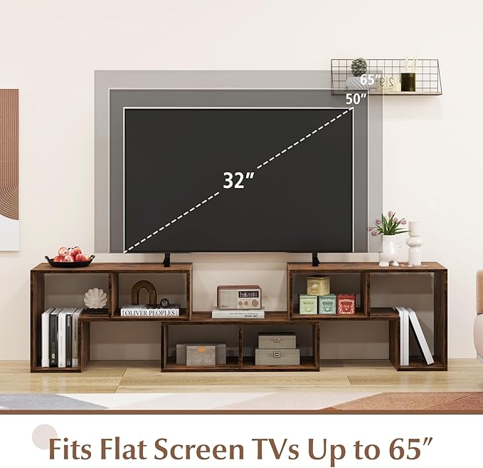 Giantex Free-Combination TV Stand for Bedroom - Entertainment Center for 50 55 60 65 Inch TV, 3-Piece Media Console Table with Storage Cubes, Deformable Open Storage Bookcase Shelf (Brown)-NeatNest