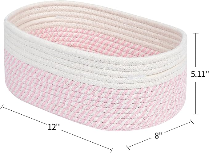 CubesLand Rectangle Organization/Storage Basket, Natural Cotton Rope Woven Baskets for Organizing, Small Basket for Kids, Baby Nursery, Cat Dog Toy Baskets, Organizer Bins for Shelves 3 Packs-NeatNest