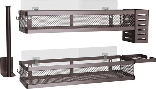 PUSDON Metal Wall Hanging Basket 2 Packs DIY Suitable for Multiple Scenes - Large Bronze Netting Set-NeatNest