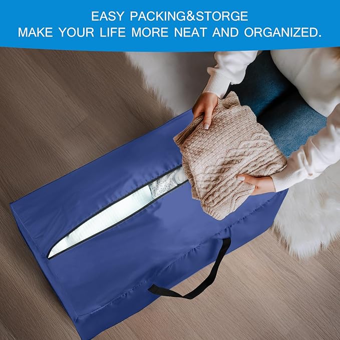 6 Pack Moving Bags with Strong Zipper & Comfortable Handles, Heavy-Duty Storage Tote Moving Supplies for Packing & Moving & Storing, College Dorm Essentials Essentials Storage Bags, Navy