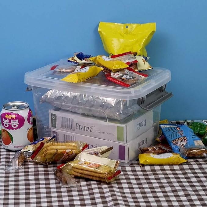 Bringer 6-Pack 5 L Clear Plastic Storage Box, Small Storage Latch Bin-NeatNest