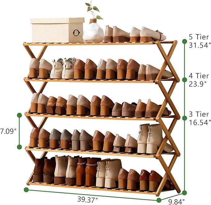 Choclaif Free Standing Shoe Racks for Closet, Shoe Shelf Bamboo Shoe Rack for Bedroom, Entryway Hallway Closet Living Room Organizer(3 Tier)-NeatNest
