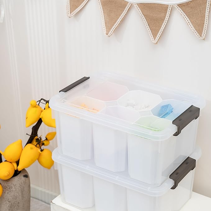 Citylife 17 QT Plastic Storage Bins Clear Storage Box with Lids Multipurpose Stackable Storage Containers for Organizing Tool, Craft, Crayon, 4 Packs-NeatNest