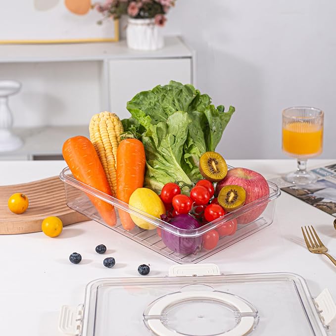 Amzcku Divided Serving Tray with Lid and Handle - Snackle Box Charcuterie Container for Portable Snack Platters - Clear Organizer for Candy, Fruits, Nuts, Snacks - Perfect for Party, Entertaining-NeatNest
