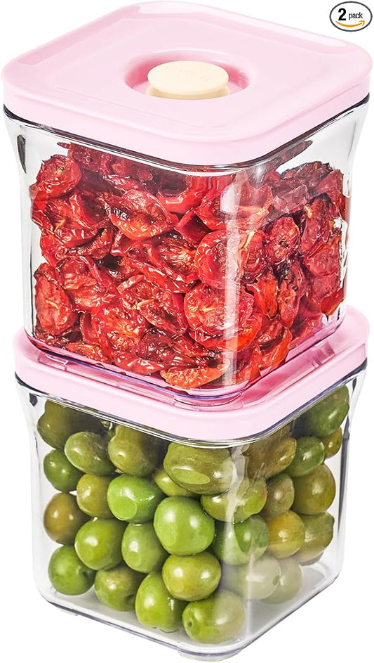 Premium Airtight Food Storage Containers ROSE 0.53qt(0.5L) x2pcs, Patented Double Silicone Lining, 100% Leak Proof, BPA-FREE
