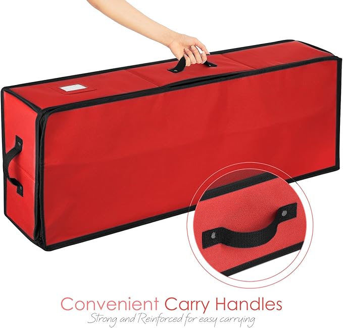 Hearth & Harbor Wrapping Paper Storage Container - Christmas Storage Bag with Interior Pockets - Gift Wrap Organizer Fits Up to 22 Rolls of 40" - Tear Proof, Red-NeatNest