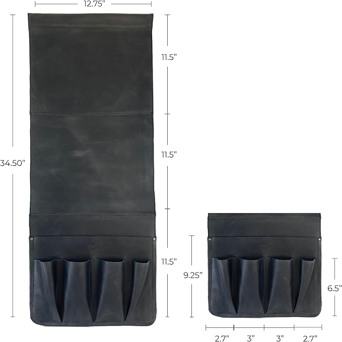 Hide & Drink, Durable Leather Remote Control & Magazine Holder, Couch Organizer, Sofa Armrest Pouch, Couch Potato Essentials, Handmade :: Charcoal Black-NeatNest