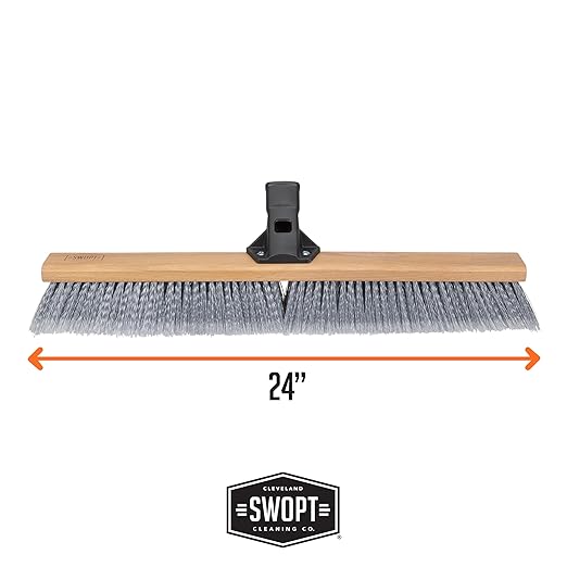 SWOPT 24” Premium Multi-Surface Push Broom Head — Indoor and Outdoor Push Broom — Cleaning Head Interchangeable with All SWOPT Cleaning Products for More Efficient Cleaning and Storage