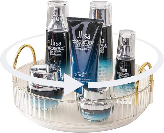 Rotating Makeup Organizer for Vanity, High-Capacity Skincare Clear Make Up Storage Perfume Organizers Cosmetic Dresser Organizer Countertop 360 Spinning (Clear, 1 Tier)-NeatNest