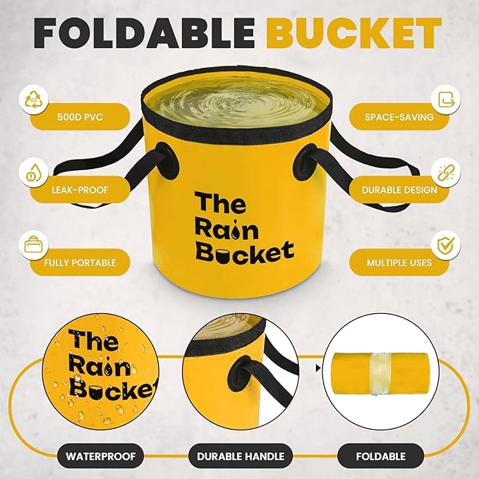 Collapsible Foldable Buckets with Handles – 3-Piece Set (10L & 15L) Bucket + 10L Water Bag with Faucet – Waterproof PVC Wash Basins for Camping, Fishing, Hiking, Car Wash – Portable & Leakproof-NeatNest