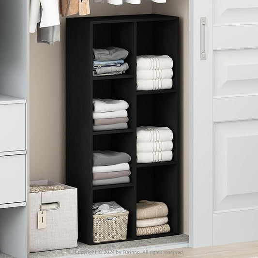 Furinno Reed 7-Cube Open Shelf Multipurpose Closet & Clothing Storage, Storage Organizer, Blackwood-NeatNest