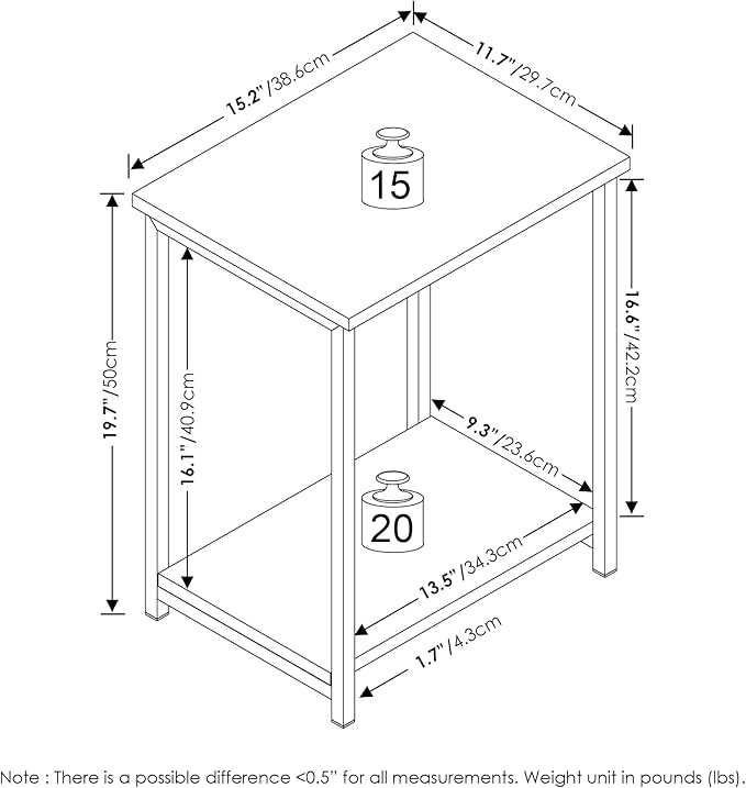 Furinno Simplistic Industrial Metal Frame End Table, 1-Pack, White/White-NeatNest