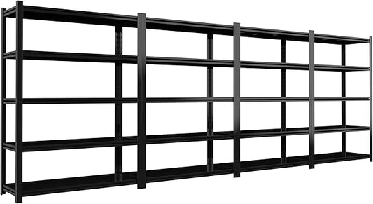 4PCS 35.4” W Garage Shelving Units, 5 Tier Metal Shelving Heavy Duty, Adjustable Shelves for Garage Storage, 2500lbs Industrial Metal Shelf Unit for Basement/Warehouse/Shop