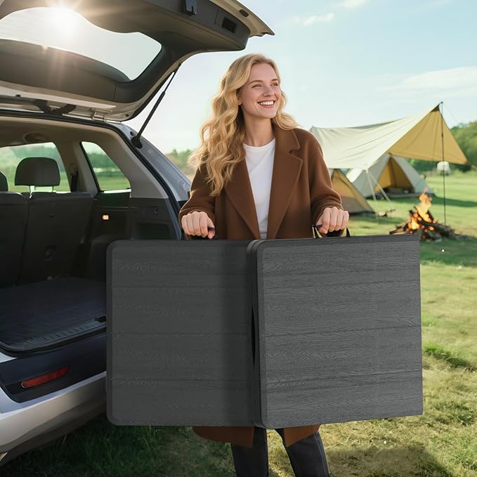 Folding Table, 4ft Folding Table, Black, Waterproof & Heat-Resistant, Foldable for Easy Transport, Steel Frame, Easy to Clean, Stylish Design-NeatNest
