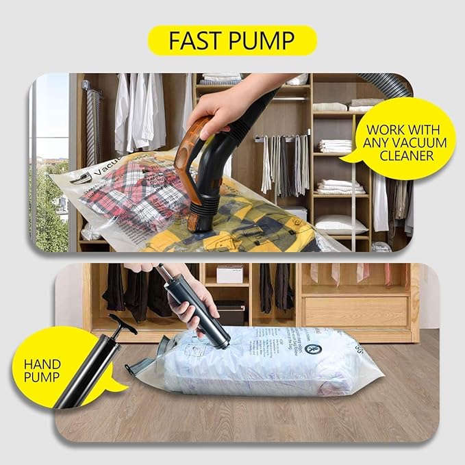 Vacuum Storage Bags (5 x Medium, 5 x Small), Space Saver Sealer Compression Bags with Travel Hand Pump for Blankets, Comforters, Pillows, Clothes Storage-NeatNest