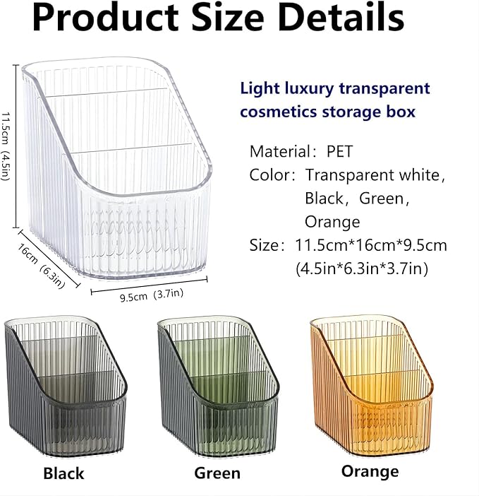 DASITON Large Capacity Makeup Brush Holder,3 Slot Makeup Brush Cup,Vintage striped Make Up Brush Holder,for Vanity Decor,Bathroom Countertops,Desk Storage Container,Cosmetic Display cases(Clear-S)-NeatNest