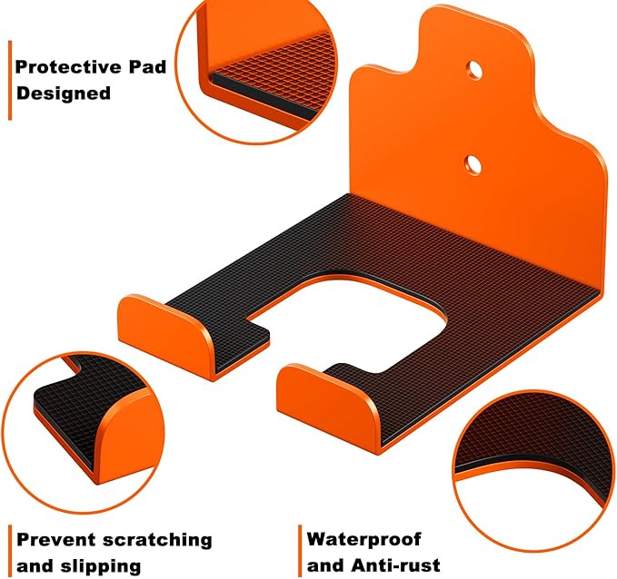 Garage Organizer Trimmer Rack, Garden Power Tool Hanger Weed Whackers Holder Wall Mounted for Grass Trimmer, Hedge Trimmer, Garage Trimmer, Garden Tools,2 Pack(Orange)-NeatNest