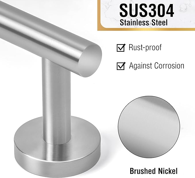 HITSLAM Brushed Nickel 25.7 Inch Towel Bar for Bathroom, SUS304 Stainless Steel Bathroom Towel Rack Wall Mounted, Modern Home Decor Bath Towel Holder with Hardware Accessories