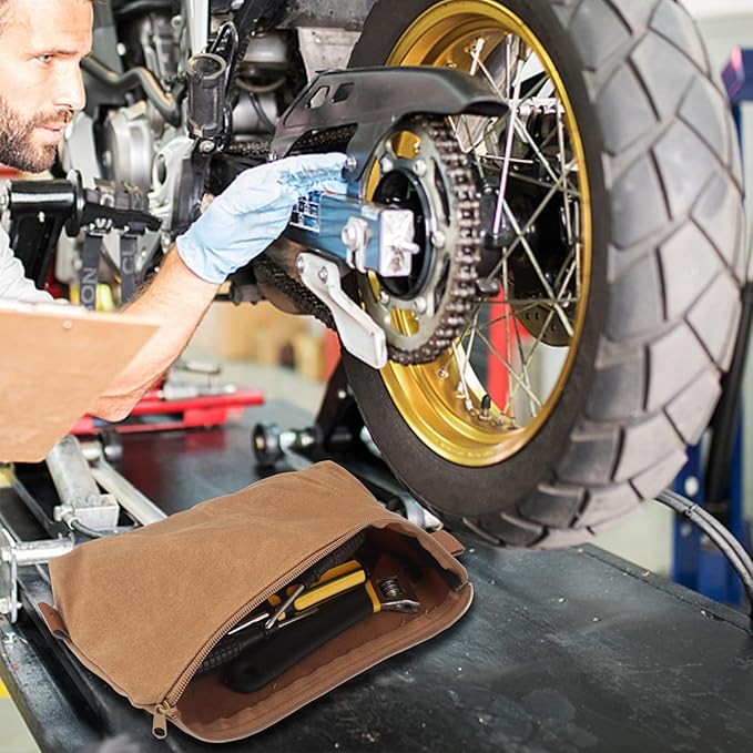 Canvas Zipper Pouch, 3 Pack Small Tool Pouch Organizer, Heavy Duty 16OZ Waxed Canvas Mini Zipper Bag Pouch, 5.7/6.7/12.3 Inch Tool Multipurpose Water Resistant Storage Pouches-NeatNest